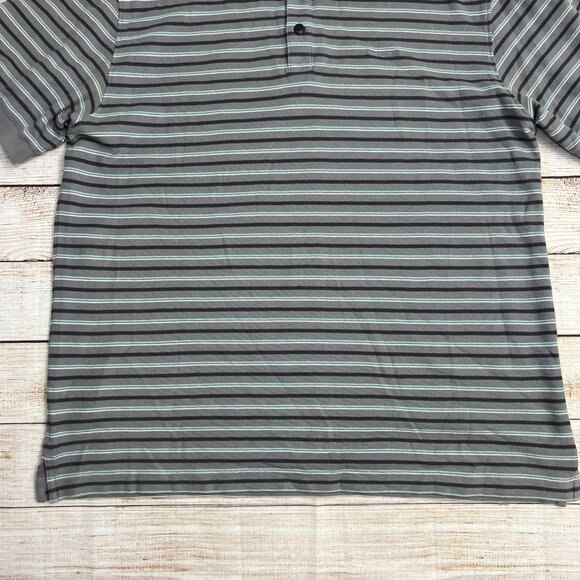 Patagonia Organic Cotton Polo Shirt Gray Striped Short Sleeve Mens Medium - Picture 11 of 11